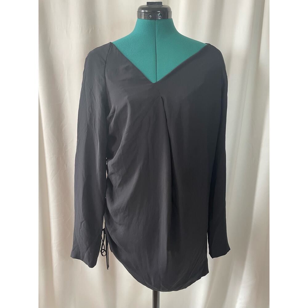 COS Asymmetrical Side Gathered Ruched V-Neck Lightweight Blouse Size 36